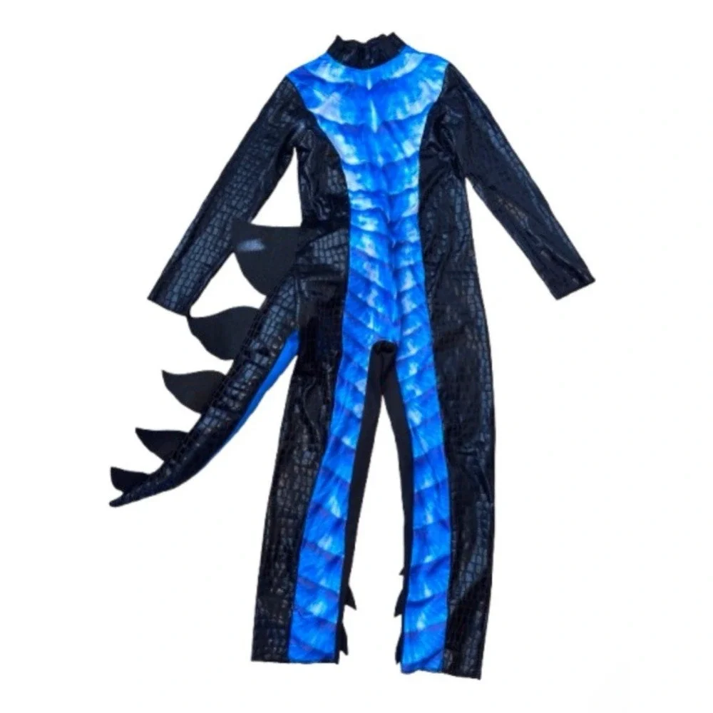 Halloween Costume Deadly Dragon Costume Youth Size Blue Black‎ Length 46